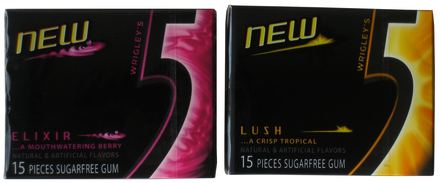 5 Gum, Sugarfree, Lush, Tropical, Chewing Gum