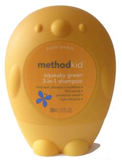 Method Kid Squeaky Green Fuzzy Peach 3-in-1 Shampoo