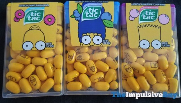 Marge Donut The Simpsons Tic Tacs ~ Homer Blueberry Bubblegum and Bart 